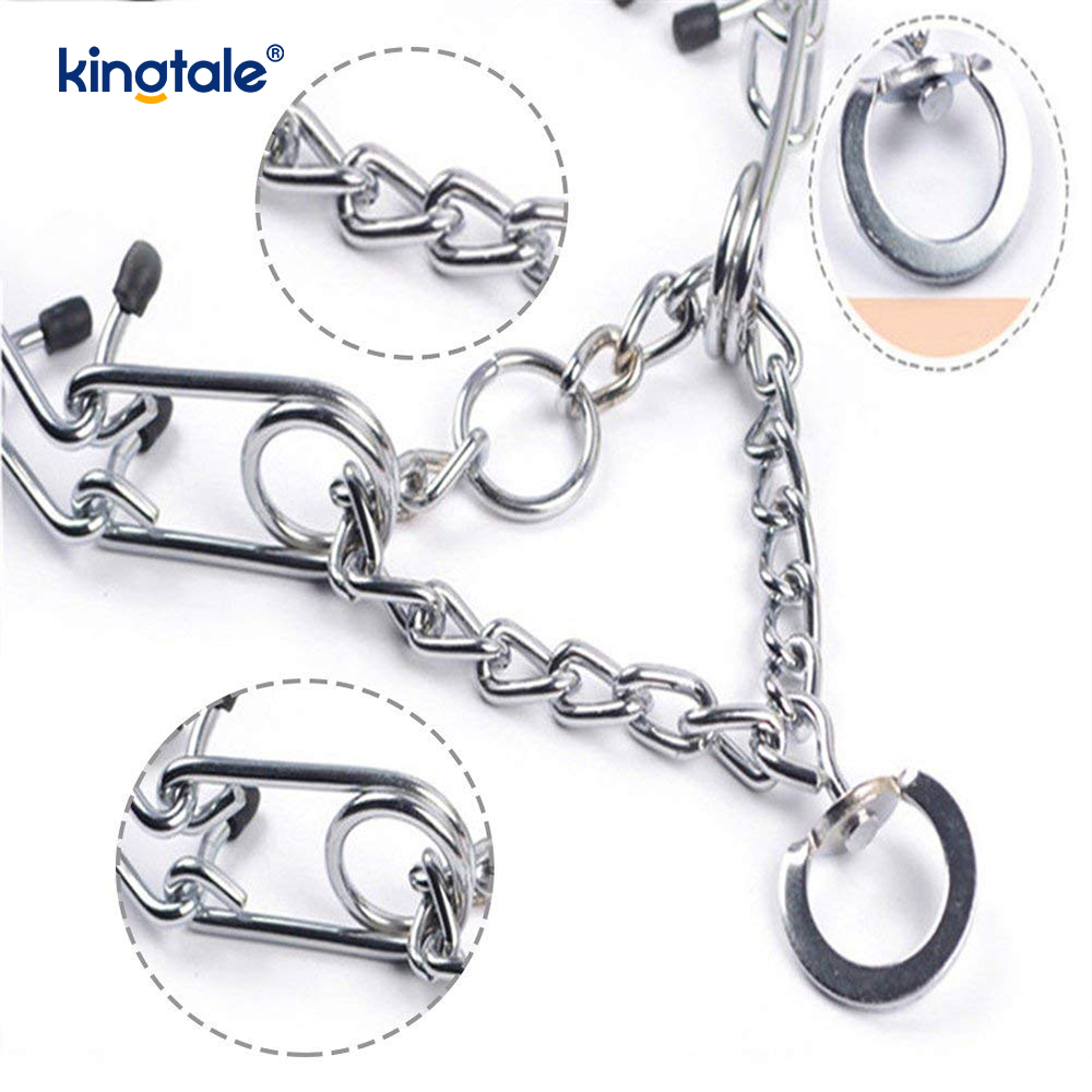 Pet Pinch Choke Collars Obojek pro výcvik psů z uhlíkové oceli Kovový hrot