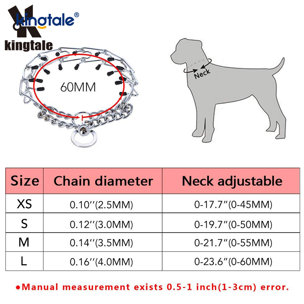 Pet Pinch Choke Collars Obojek pro výcvik psů z uhlíkové oceli Kovový hrot