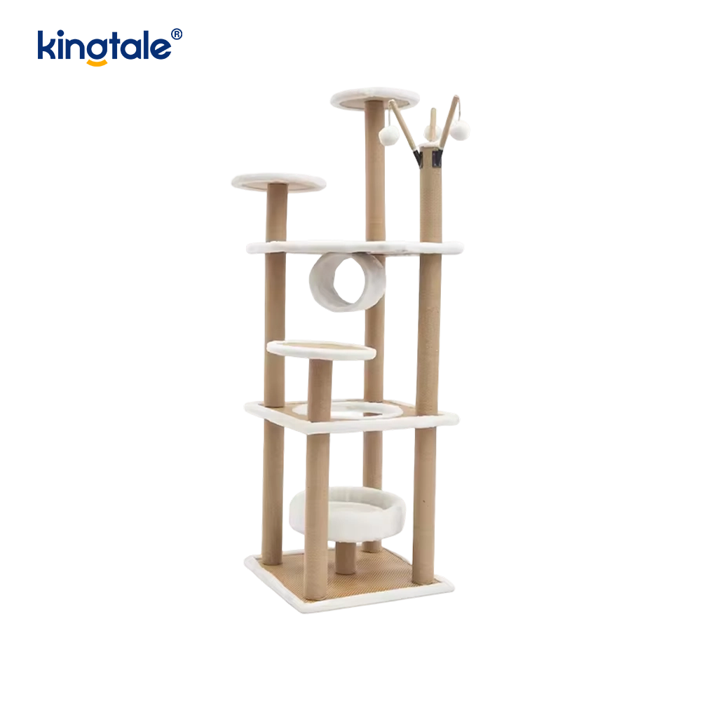 Přírodní sisal Cat Tree Tall Cat Tower Plyšový víceúrovňový byt