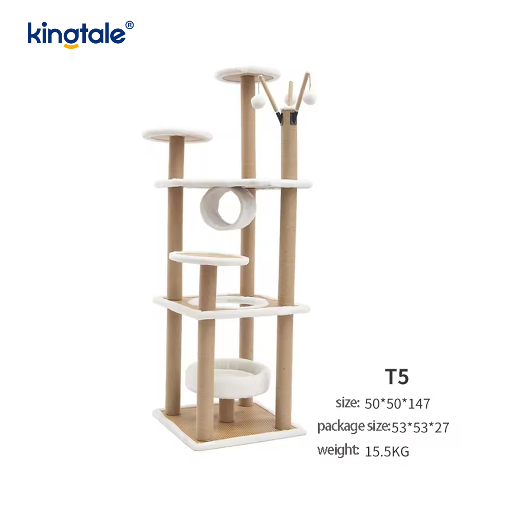 Přírodní sisal Cat Tree Tall Cat Tower Plyšový víceúrovňový byt