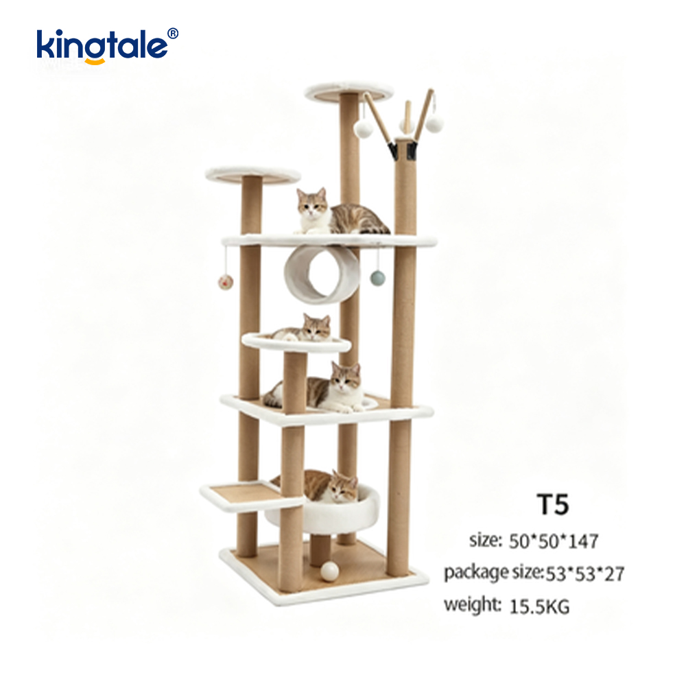 Přírodní sisal Cat Tree Tall Cat Tower Plyšový víceúrovňový byt