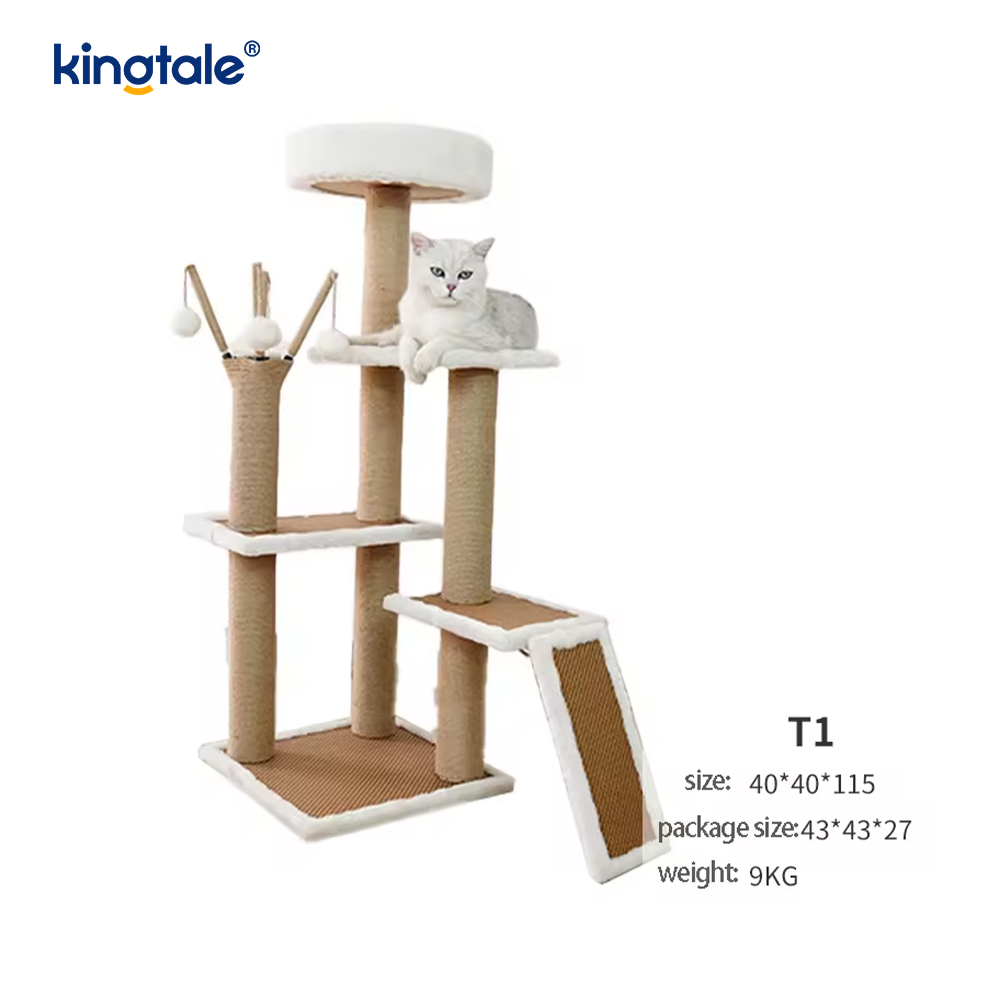 Přírodní sisal Cat Tree Tall Cat Tower Plyšový víceúrovňový byt