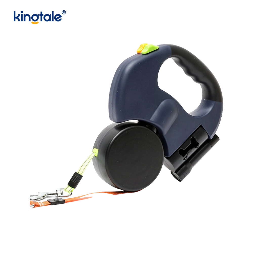 360° zatahovací dvojité vodítko pro psy s LED světlem