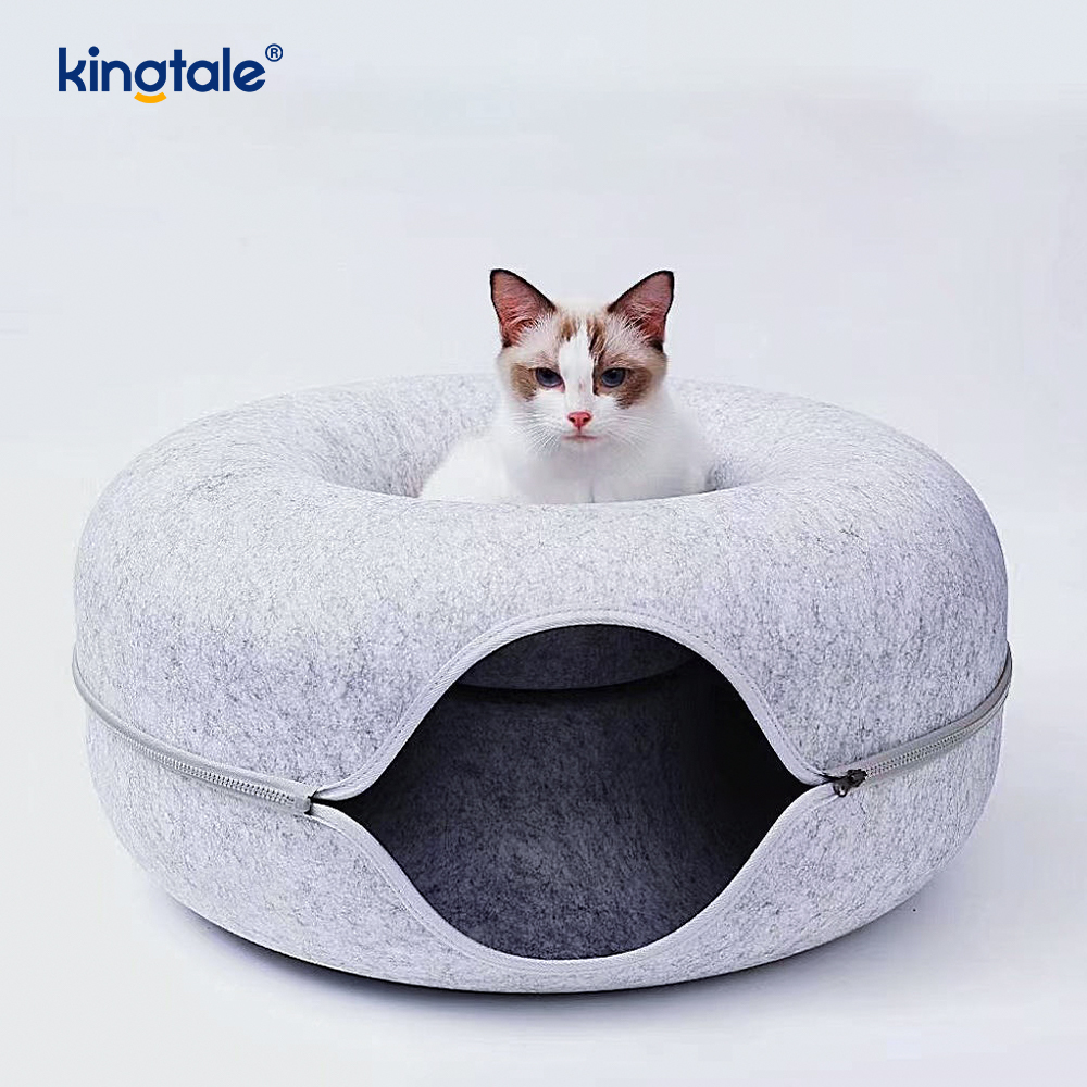 Odnímatelná kulatá plsť a omyvatelný interiér Cat Play Tunnel Cat Cave Bed